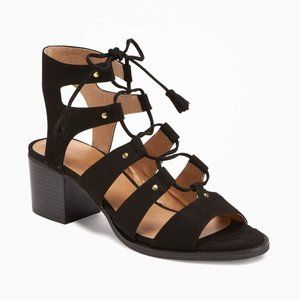 Old Navy Black Lace Up Gladiator Heel Block Sandal